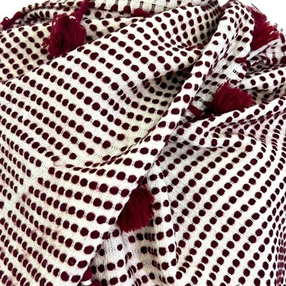 Madewell - Burgundy and Ivory Woven and Tassel Large Scarf Size Onesize
